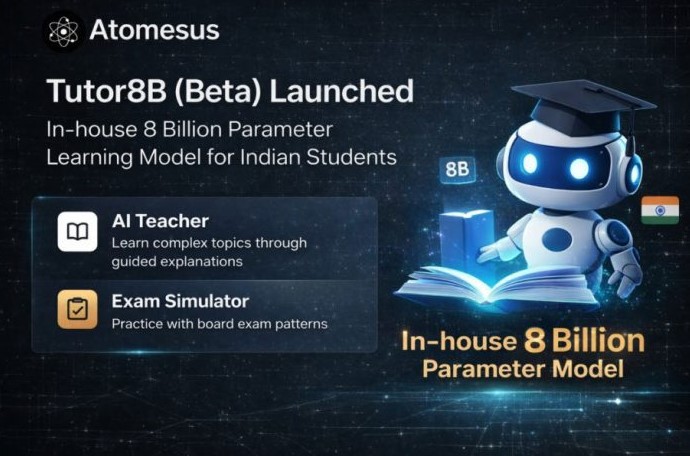 Atomesus Launches Tutor8B (Beta), Introduces In-House 8 Billion Parameter Learning Model for Indian Students